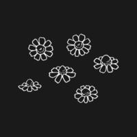 Set of chamomile. Hand drawn illustration in outline style vector