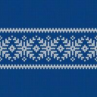 Scandinavian knitted seamless pattern. Norwegian native style sweater, ornament with snowflakes. Fair Isle design. Wool texture. Winter holiday background, horizontal vector