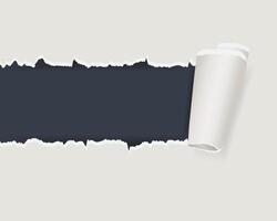Torn paper with space for text with dark background. vector