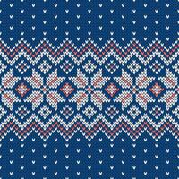 Scandinavian knitted seamless pattern. Norwegian native style sweater, ornament with snowflakes. Fair Isle design. Wool texture. Winter holiday background, textile vector