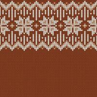 Knitwear texture. Template with empty place for text. Traditional seasonal seamless background for holiday design. Winter knitted wool sweater pattern with snowflakes in brown and white vector