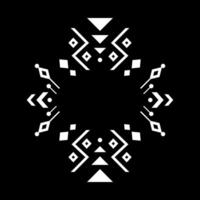 Aztec element, abstract composition, ethnic ornament. Tribal design, geometric symbol for border, frame, tattoo, logo, card, decorative works. Navajo motif, isolated on black background. vector
