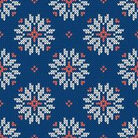 Scandinavian knitted seamless pattern. Norwegian native style sweater with snowflakes. Wool texture. Winter holiday background, plaid vector