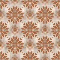 Scandinavian knitted seamless pattern. Norwegian native style sweater. Wool texture. Winter holiday background with snowflakes, beige colors vector