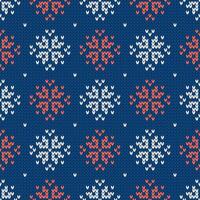 Scandinavian knitted seamless pattern. Norwegian native style sweater with snowflakes. Wool texture. Winter holiday background, fairisle vector