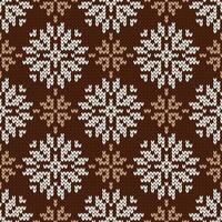 Christmas and New Year traditional knitted seamless pattern. Norwegian style sweater. Wool texture with snowflakes. Holiday background, needlework vector