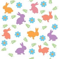 Draw a seamless pattern with cute Easter bunnies vector