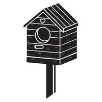 Birdhouse on a branch with a doodle bird vector