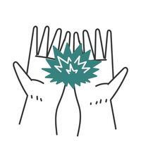 two hands with a green in the middle vector