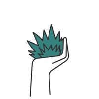 a hand holding a plant in its palm vector