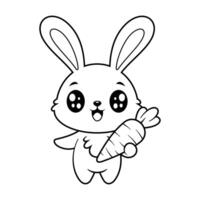 The bunny has one carrot, for coloring vector
