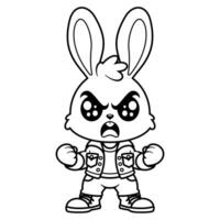 The bunny is wearing a jacket and is angry, for coloring vector