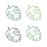 set of Palm colored leaves vector