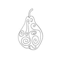 one line pear hand drawn art vector