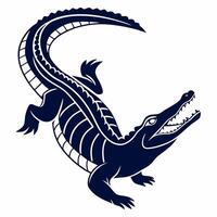 Stylized Alligator Graphic Navy Blue Reptile Illustration Powerful Design. vector