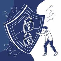 Cybersecurity Shield Professional Illustration of Data Protection. vector