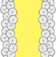 Lemon slices frame design with graphic line ink hand drawn horizontal seamless border. black and white Design for menu, package, cosmetic, textile, package. vector