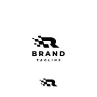 Letter R With Racing Flag Accent Logo Design. Racing Flag Initial R Letter Logo Design. vector