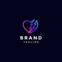 Lightning Cracks In The Heart Logo Design. Heart Symbol With Thunder Cracks Logo Design. vector