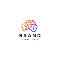 Colorful Australia Connection Network Logo Design. Connection Dots Line In Australia Continent Icon Logo Design. vector