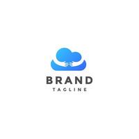 Playful Hugging Soft Clouds Logo Design. Fluffy Blue Clouds In Hugs Logo Design. vector