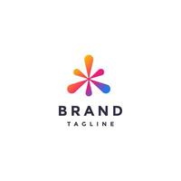 Simple Colorful Triangle Splash Logo Design. Six Glowing Color Dots Spread Out Logo Design. vector