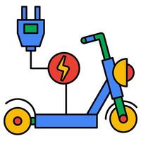 Electric scooter Filled outline icon vector