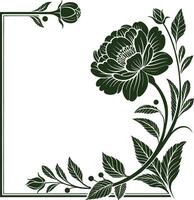 a flower and leaves in a square frame vector