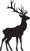 a silhouette of a deer with large antlers vector