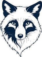 a fox head with blue eyes and a white background vector