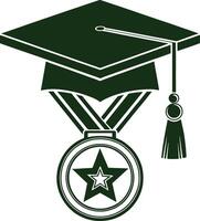 a green graduation cap with a star on it vector