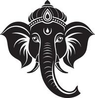the head of an elephant is shown in black and white vector