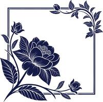 a blue flower in a square frame vector