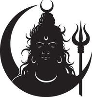 lord shiva with a crescent moon and a trident vector