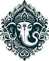 the indian Ganesha head with ornate patterns vector