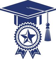 a graduation cap with a star on it vector