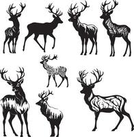 deer silhouette set of different animals vector