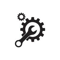 wrench with gear icon, vector
