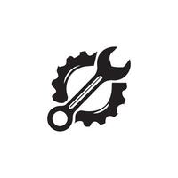 wrench with gear icon, Service tool symbol, vector