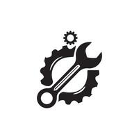 wrench with gear icon, Service tool symbol, setting sign, isolated on white background, vector