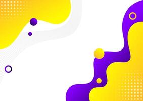 Abstract gradient yellow and purple fluid shape background with halftone dots. illustration vector