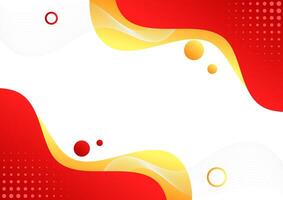 abstract gradient red and yellow fluid shape background with circles bubbles and flowing line vector