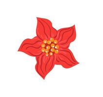 Red flower with yellow center on white background vector