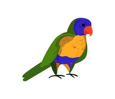 A colorful parrot with a red beak and orange and green feathers vector