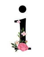 A flower and number one are shown in this illustration vector