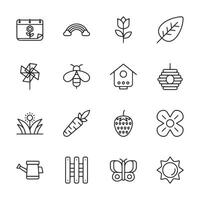 A set of 12 different icons, including a house, a bee, a butterfly, a flower vector