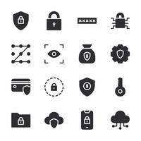 A set of security icons including a key, a lock, a wallet, and a phone vector