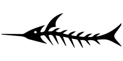 Creative black silhouette of a fish skeleton showcasing unique design elements vector