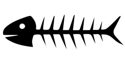Fish skeleton silhouette design on a white background for creative projects vector