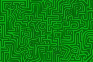 Intricate green line pattern displays a mesmerizing maze-like design vector